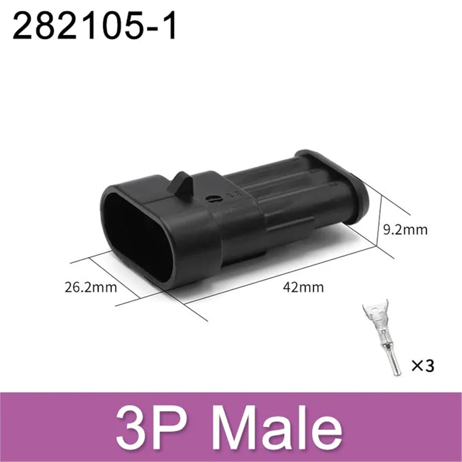 50 Sets 1.5 Series AMP Plug Connector Sensor Waterproof Male Female 1/2/3/4/5/6P Automotive Connector Plug(3P Male 282105-1)