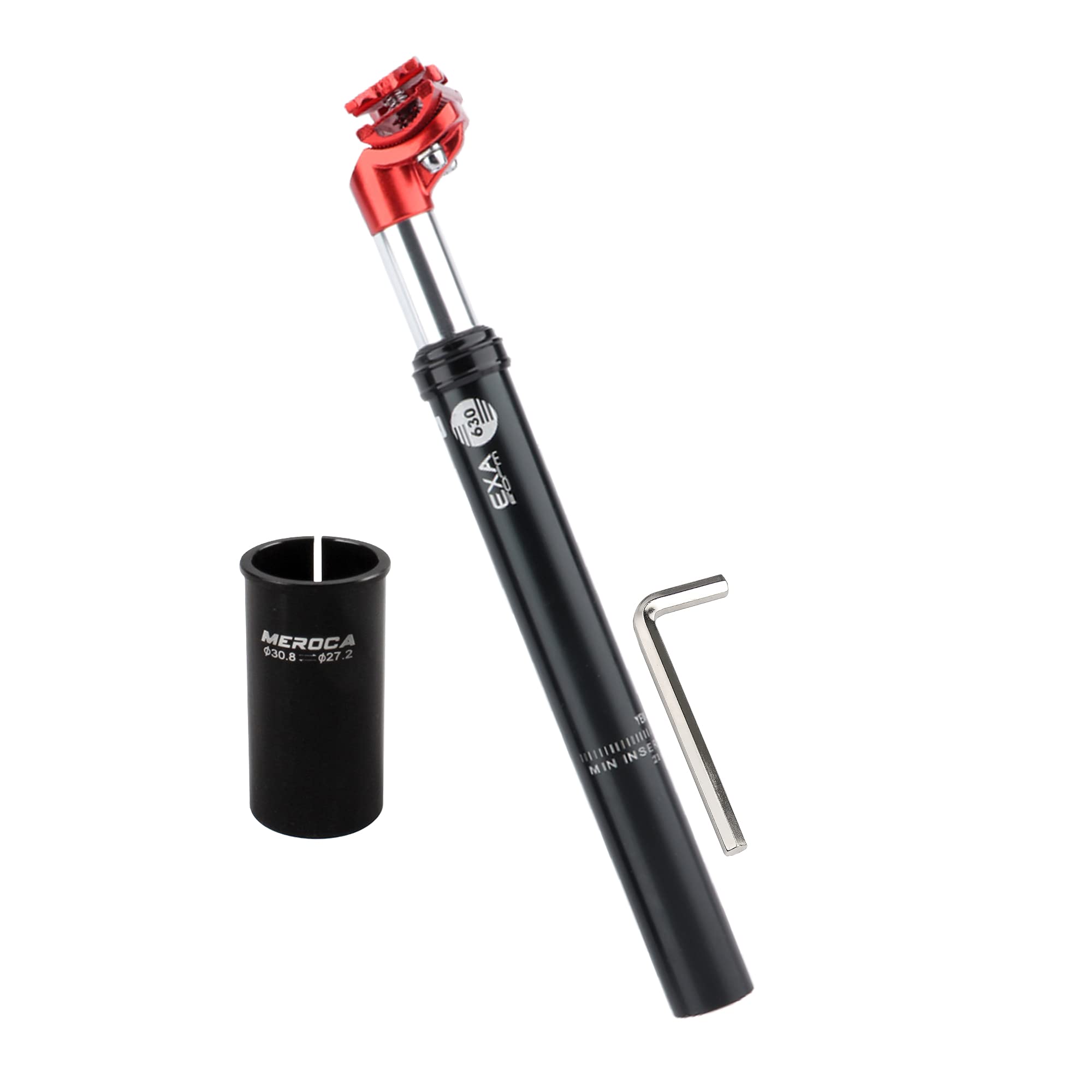 Newgoal 30.8 Aluminium Suspension Seat Post, 350 mm Length, for E-Bike, MTB, City Bike (Red) — image 1