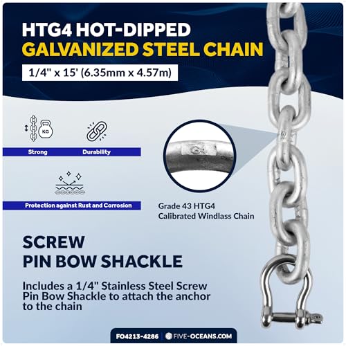 image for Five Oceans Windlass Boat Anchor Kit, 9 Lb Delta Style Anchor, 1/2