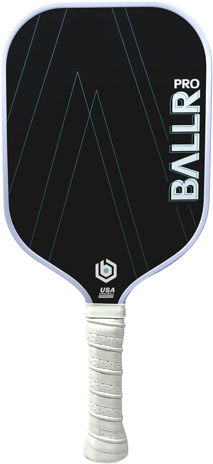 BALLR Pro Pickleball Paddle with T700 Carbon Fiber Surface for Increased Spin and Control - USAPA Approved