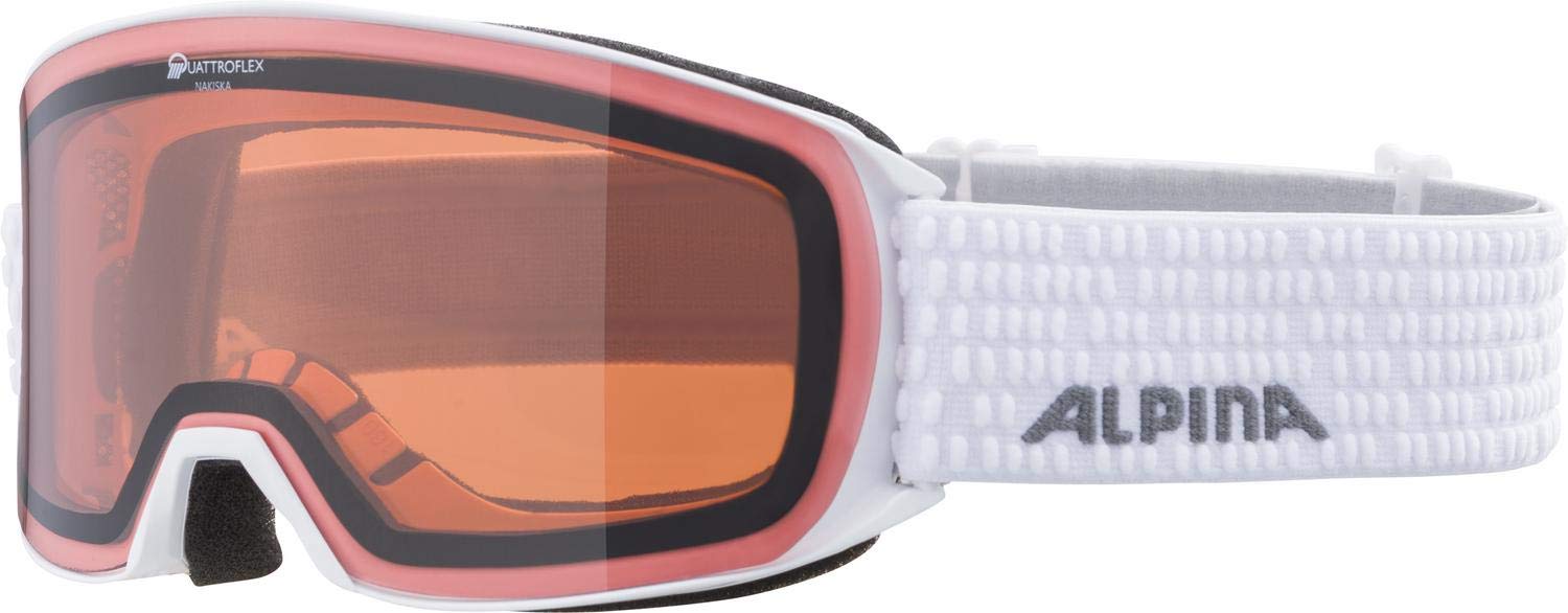 ALPINA Unisex - Dorośli, NAKISKA Q Gogle narciarskie, white/orange, One Size
