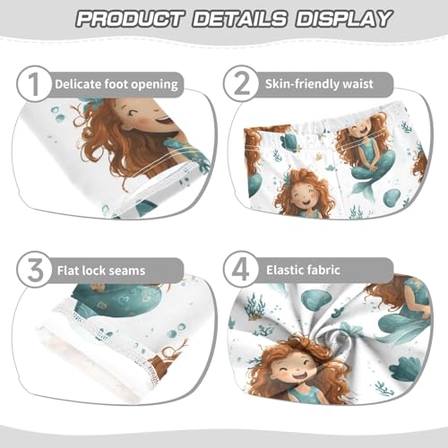 Girls Leggings Cute Mermaid Ocean Soft Toddler Leggings for Girls Kids Pants Size 4T-10T3