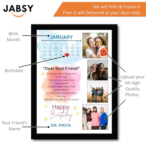 Image of JABSY Personalised Birthday Framed Print For School College Office Gift Friend Birthday Speical Gift