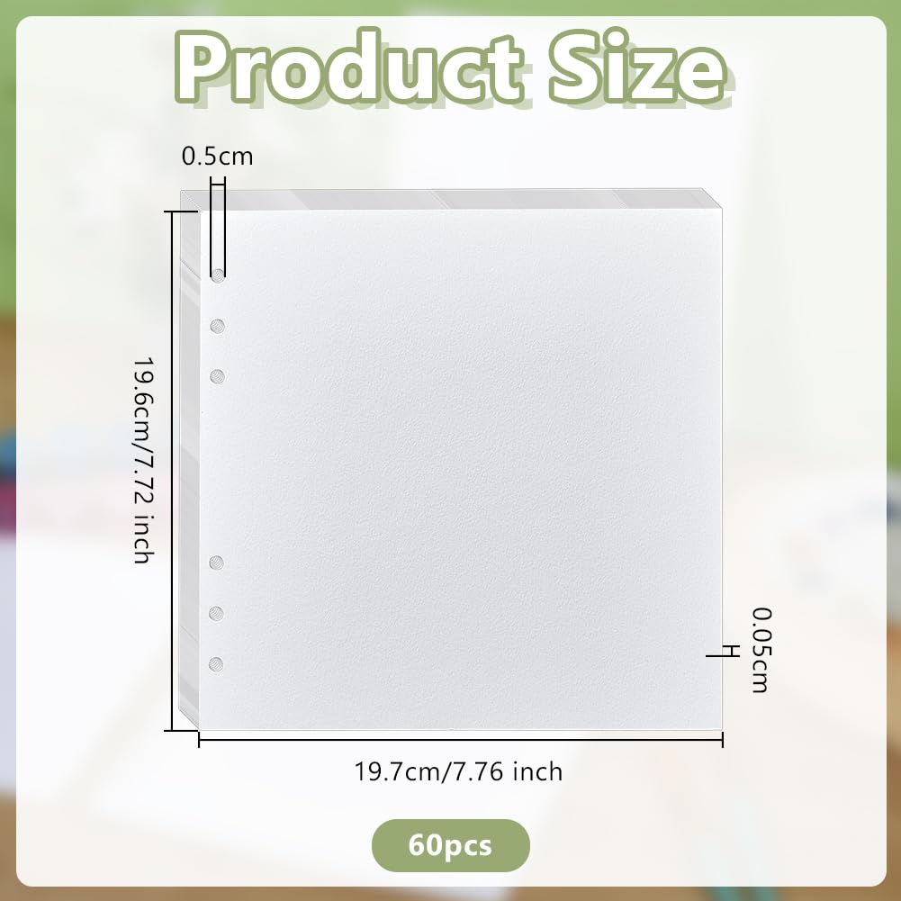 OLYCRAFT 60 hojas de papel para acuarela Algodón 300 g/m² Papel para acuarela Hojas sueltas Blanco A granel Cuadrado Blanco Papel artística Bloc 6 agujeros para pintura estudio y diario artístico