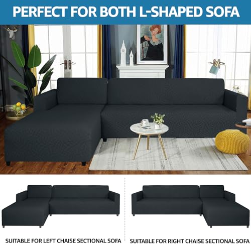 Ystyle Couchbezug L Form Stretch, Sofabezug Sofabezug Ecksofa L Form, Universal Sofa Überzug Ecksofa, Couch Cover L Shape Sofaschoner Schonbezug (2 Sitzer+3 Sitzer, Dunkelgrau)