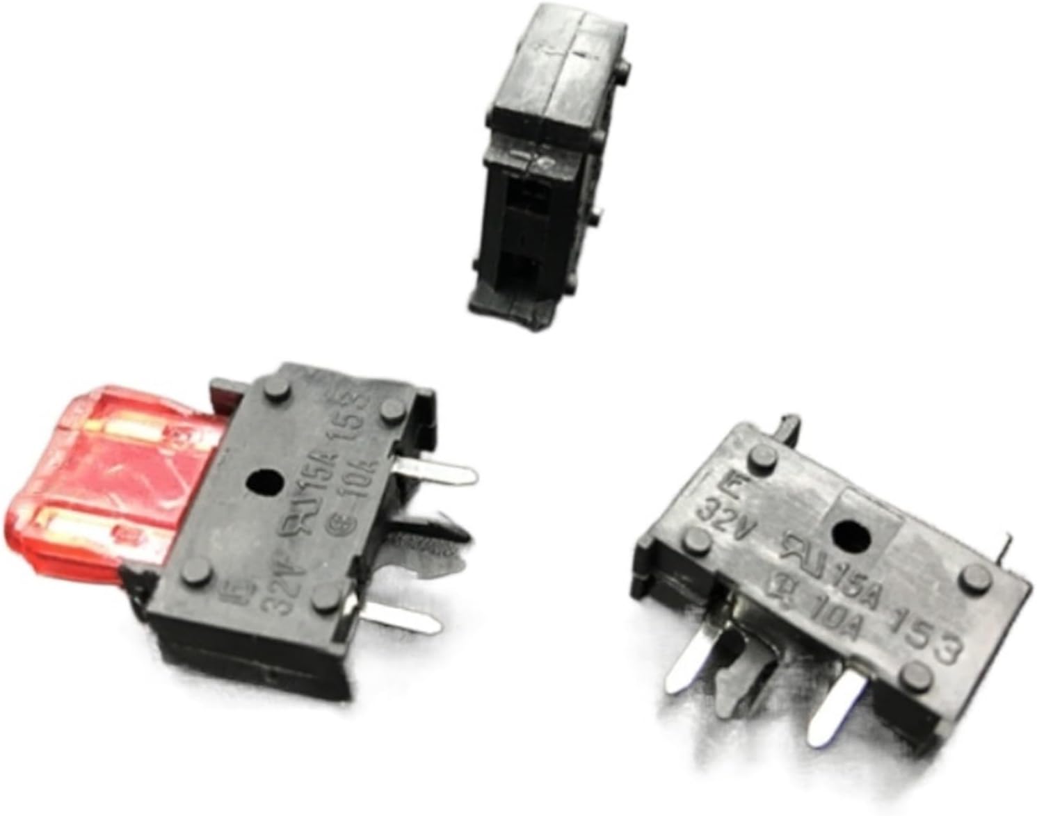 5pcs PA66 94V-0/brass 32V 15A PCB Type 3pin Small car Insert Fuse Holder Positioning car Insurance seat