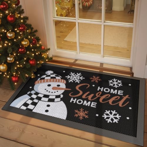 DEXI Front Door Mat Outside Entrance Floor Doormat 24x36 Winter Snowman