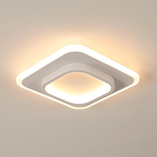 Goeco Moderna lámpara LED de techo cuadrada de 21 W, luz de techo blanca cálida de 3000 K para pasillo, pasillo, cocina, armario, cuarto de servicio