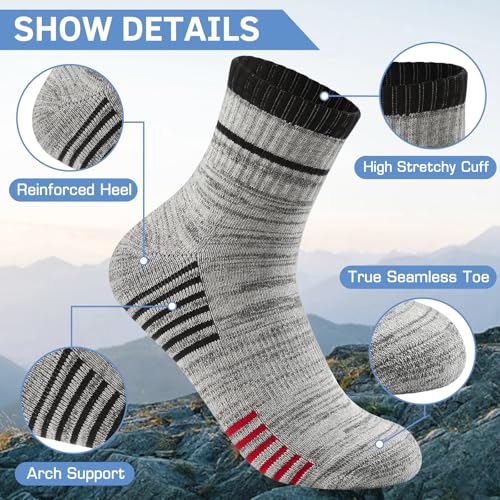 6 Pairs Men's Hiking Socks - Lightweight Cushioned Moisture Wicking Quarter Crew Socks3