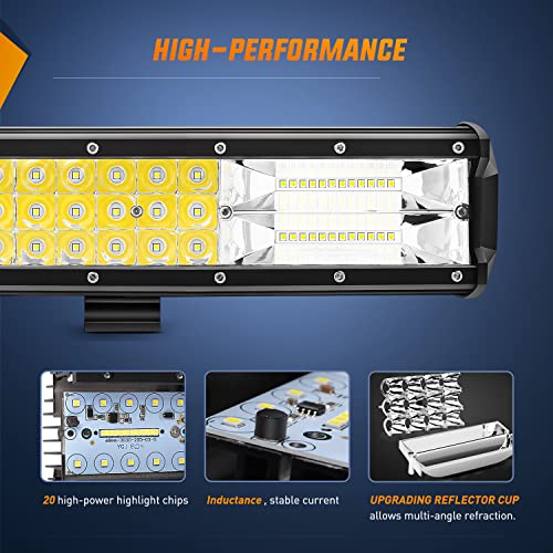 Image of Nilight - 18004C-A LED Light Bar 20Inch 288w Triple Row Flood Spot Combo 28800LM Led Bar Driving Lights Boat Lights Led Off Road Lights for Trucks, 2 Years Warranty