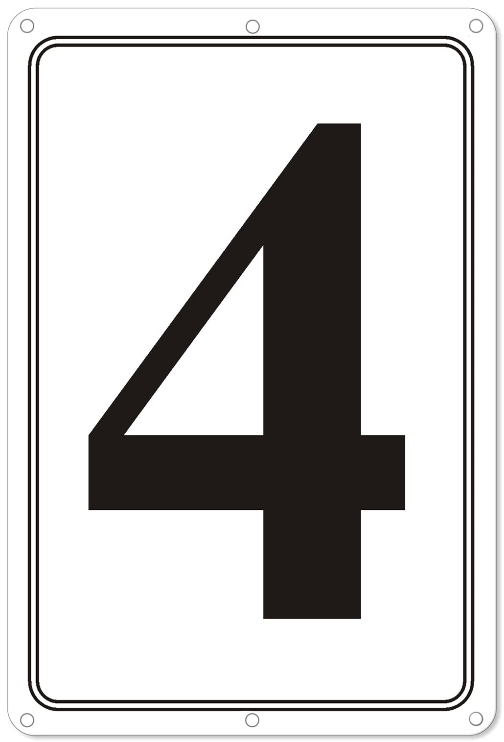 Premium Aluminum Number Signs 4, Metal 12" X 8" Numbered Signs Outdoor for Parking Lots, Floor, Dock, Court, Aisle, Field, High Visibility, No Fade, Weather-resistant