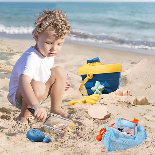 HXJFGDM Schaufel Kinder,Strand-Netz-Schaufel mit Netz-Strandtasche zum Sammeln, kinderschaufel Metall,Sandschaufel für Jungen und Mädchen, Strandspielzeug Kinder Strandspielzeug