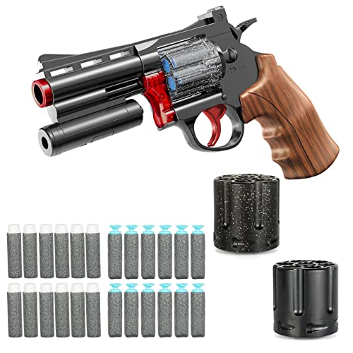 Revolver Giocattolo Schiuma Blaster Soft Bullet Pistola Giocattolo Schiuma Dart Pistola Giocattolo Modello con 24 Freccette Fascio, Cilindro per Bambini Adolescenti Adulti