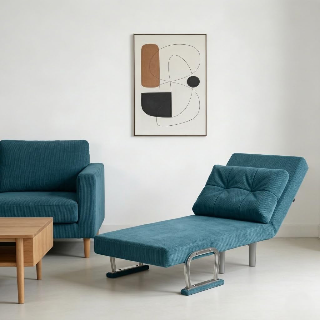 Fabulcozy Fauteuil Convertible 1 Place - Canapé Chauffeuse Lit 4 en 1, Canapé-lit Convertible Dossier Réglable 5 Positions avec Coussin 60x58x77cm