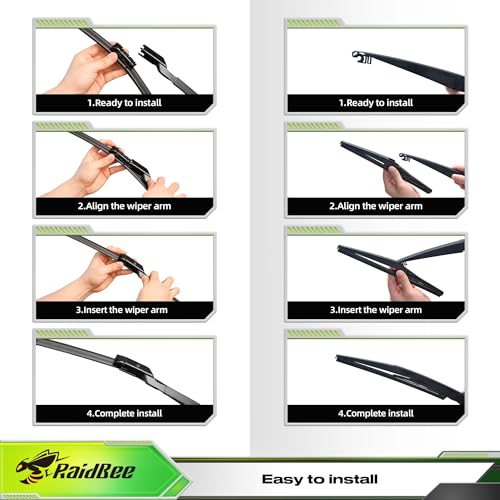 Image of Raidbee Silicone Windshield Wiper blades 3 pack Replacement for Mazda CX-5 2017-2025 CX-9 2016-2023 All-Season Silicone Windshield Wipers 24 inch 18 inch 14 inch