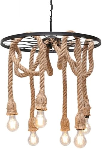 Miniatura 6 de Moderna lámpara de pared de cuerda de cáñamo antiguo de granja, arte retro, decoración de interiores, lámpara colgante para sala de estar, comedor,
