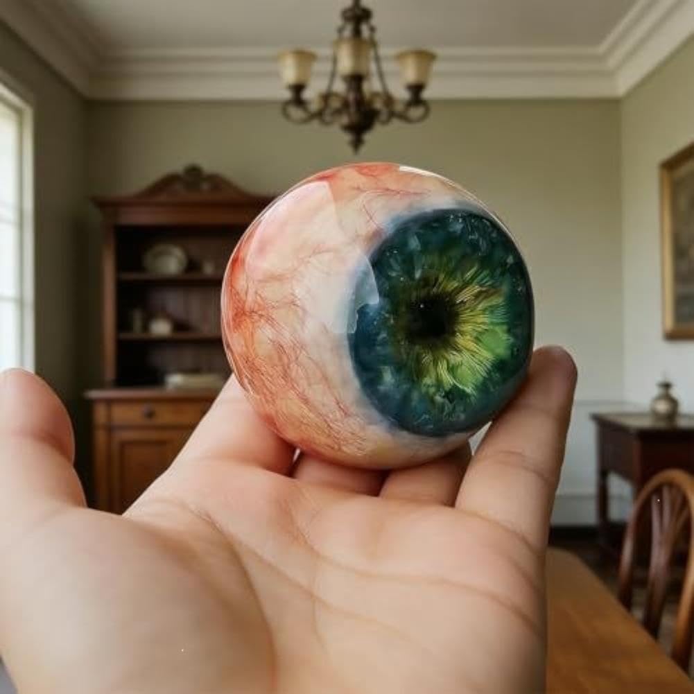 Hyper-Realistic Monster Eye Decor, Scary Realistic Eyeball Ornament, Dark Fantasy Artwork for Desk Bookshelf, Eerie Illusion, Unique Gothic Gift for Horror Fans (Blue) — view 5