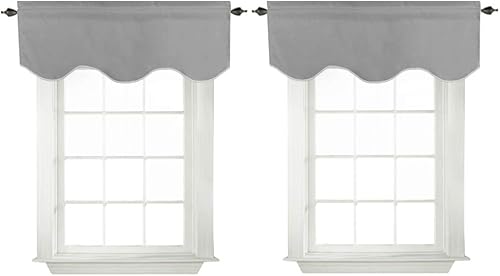 Miniatura 13 de Turquoize Cenefas de cortina opacas sólidas con bolsillo para barra festoneadas, paneles de cortina pequeños para ventana de