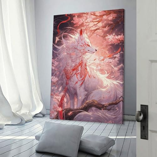 Poster de Kitsune de Sakura pour une décoration de chambre moderne