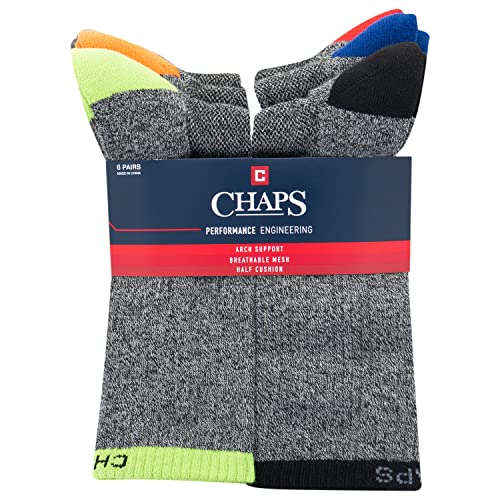 Chaps Sport Cushioned Repreve Athletic Socks-6 Pair Pack-Breathable Front Mesh and Arch Support, Men's Shoe Size: 6-124