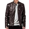 Men's Genuine Leather Jacket with Hood Retro Slim Fit Cowhide Motorcycle Moto Biker Jacket Real Lambskin Leather Vintage Style Waterproof PU Cycling Trucker Drive Jackets for Men UK XS 3XL XXL 8XL 9XL #1