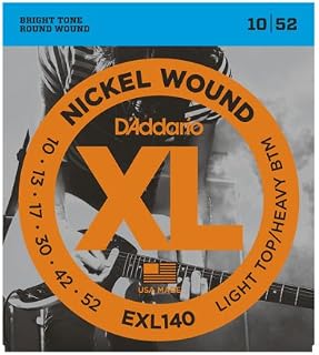 D'Addario EXL140 Nickel Wound Electric String Set - Light/Heavy (10-52) - With 6 Free Plectrums