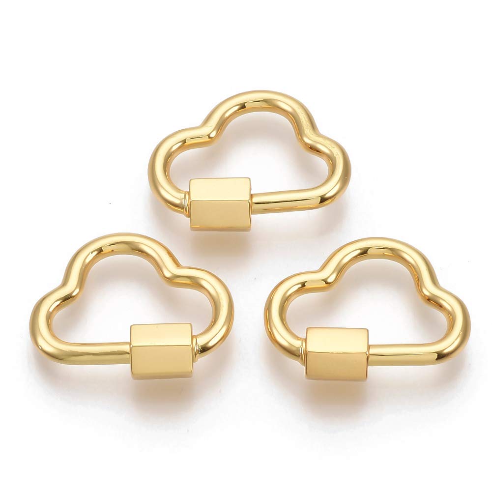 Cheriswelry 5pcs Screw Clasps Carabiner Keyrings Hook Cloud Buckles Connector Decorative Charms Closure Findings for Jewellery Necklace Bracelet Crafts Making, Golden — image 1