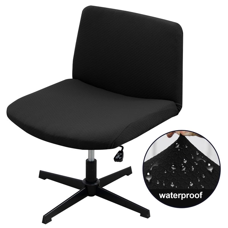 ele ELEOPTION Armless Chair Slipcover, Waterproof Armless Office Desk Chair Covers Knitted Armless Desk Office Chair Covers Home Furniture Protector Slipcover