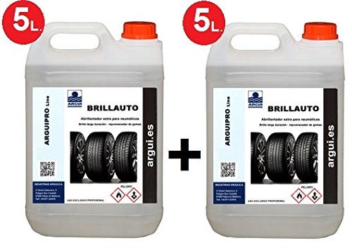 ARGUIPRO Line 10 litros BRILLAUTO (2X5). Abrillantador, renovador de neumáticos y plásticos de Interior y Exteriores. Abrillanta y nutre la Piel y Polipiel.