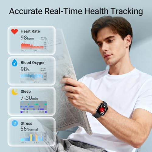 Fitpolo Smart Watch, 1.85" AMOLED Fitness Tracker with Bluetooth Call, Heart Rate/Sleep/SPO₂ Monitor, 100+ Sports Modes, 3ATM Waterproof Smartwatch for Android/iPhone/Samsung, Includes 2 Bands by Fitpolo - Image 4