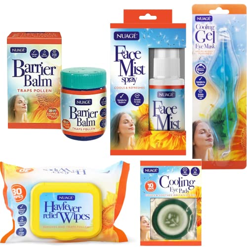 Nuage Hayfever Survival Kit Includes 30 Resealable Hayfever Relief Wipes, Barrier Balm, Face Mist Spray, Cooling Gel Eye Mask & Eye Pads | Natural Remedy for Hayferver | Suitable for Face and Hands - Image 3