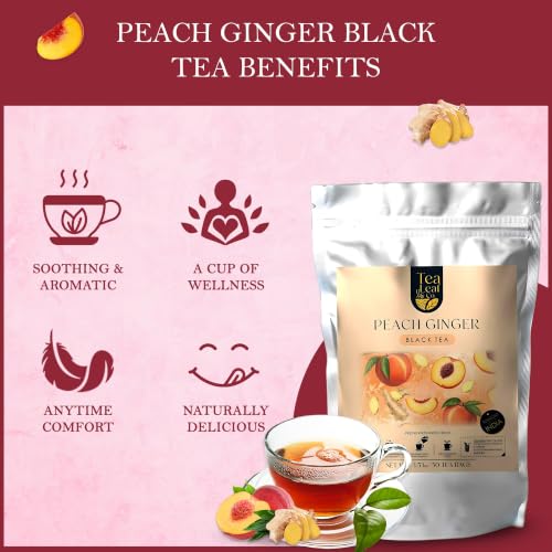Image of Peach Ginger Black Tea Loose Leaf (200 gm /7 oz), Makes Upto 100 Servings