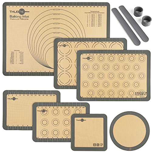 THLEITE Non Stick Silicone Baking Mat Set of 7
