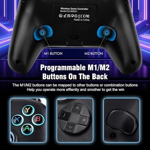 Image of Wireless PC Controller for Windows /Switch 1,2 /Android with Charging Dock | Gaming Controller with Hall Effect Joysticks Trigger RGB M1 /M2 Buttons Vibration, Gamepad for Windows PC /Switch /Steam /Android
