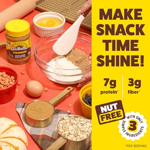 Image of SunButter Original Sunflower Seed Butter, 16 oz Nut-Free Spread with 7g Plant-Based Protein, Roasted Rich & Savory Flavor, Smooth Texture | Vegan, Kosher & Non-GMO