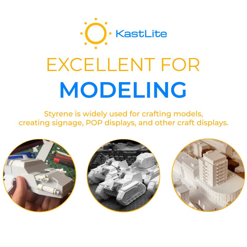 KASTLITE White Polystyrene Flexible Plastic Board Sheet | 8.5" X 11" Dimensions | .040" Thick Styrene Sheet | Ideal for Modeling Projects, Displays, Crafts | Durable Plastic Sheet | 8 Pack