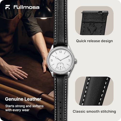 Image of Fullmosa Watch Band, Quick Release Leather Watch Strap Compatible with Samsung Galaxy Garmin for Men Women, Replacement Bands Width 12mm 14mm 16mm 18mm 19mm 20mm 21mm 22mm 24mm