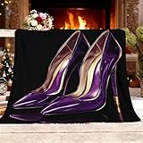 Sherpa Weich Fleecedecke L 100x130cm Lila Hohe AbsäTze Strukturiert Überwurf Flauschig Flanell Anti-Pilling Schwarz Decke Warm Waschbar Decke für Bett & Couch Tagesdecke Kuscheldecke