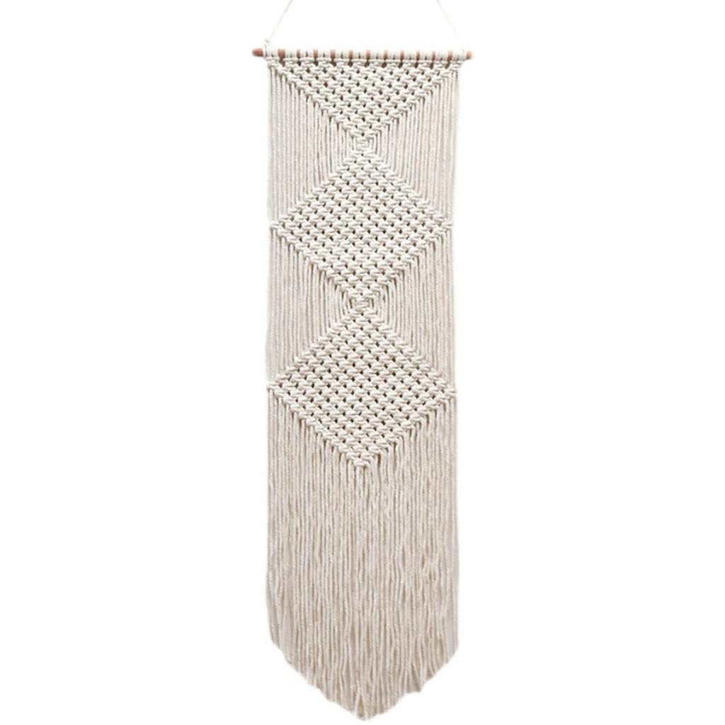 Tapices Macramé Tapiz nórdico Simple Tejido a Mano, Exquisita decoración de Pared con borlas