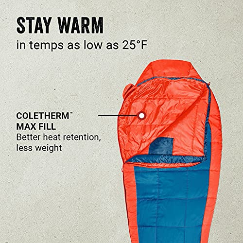 Coleman Kompact Mummy Sleeping Bag, 25 Degrees Indoor/Outdoor Lightweight Sleeping Bag for