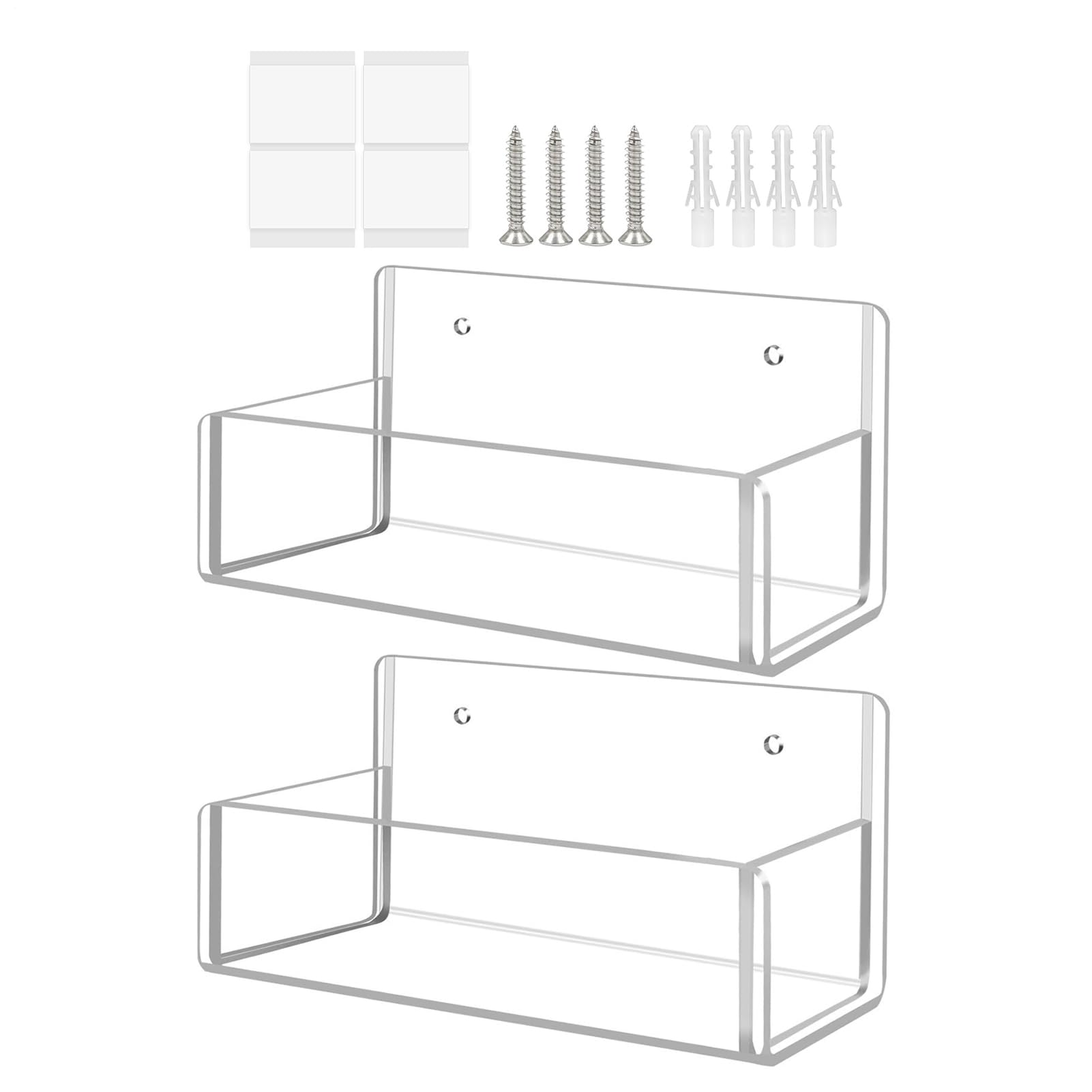 Spices Rack Wall Mount | Acrylic Spices Rack - Clear Shelves Acrylic Organizer for Food Prep Area Pantry Condiment Station Cooking Space Apartment Cabinet Door Storage