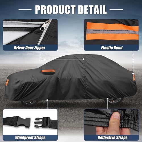 Image of X AUTOHAUX Car Cover for Toyota Camry 2007-2022 Aluminum Film Outdoor Waterproof Sun Rain Snow Hail Protection with Driver Door Zipper