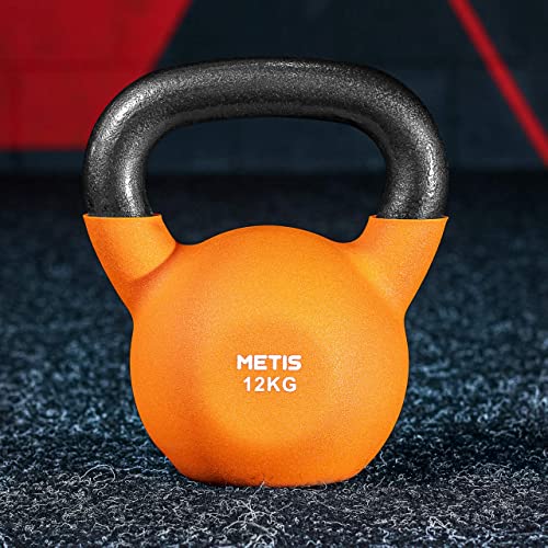 METIS Neoprene Kettlebells [4-28kg] | Exercise Equipment For Home Training & Gym Fitness – Heavy Lifting Kettlebell Weights | Cast Iron Kettlebell (12kg)