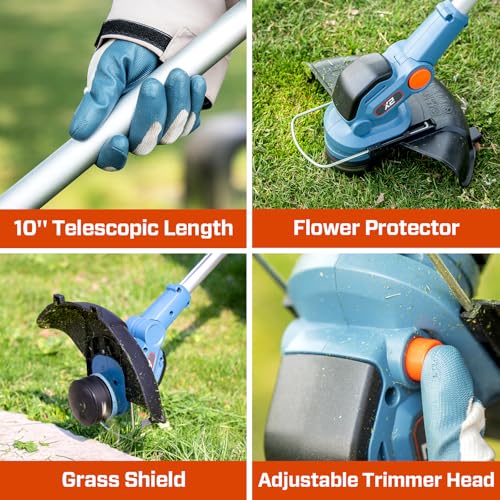 SENIX 20V 12" String Trimmer and Edger, 10'' Plastic Blades Weed Wacker, Telescopic Shaft, w/2.0Ah Battery & 2A Charger by SENIX - Image 4