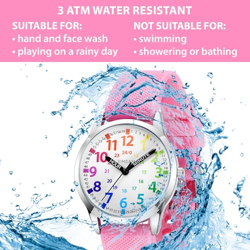 Image of Kids Analog Watch, Learning Watch for Kids 8-12, Waterproof Time Teacher Watches for Boys Ages 5-7 6-8, Easy to Read Educational Girls Watches Ages 8-12, Great Gift Boys Girls Year 4-12 Old Waterproof