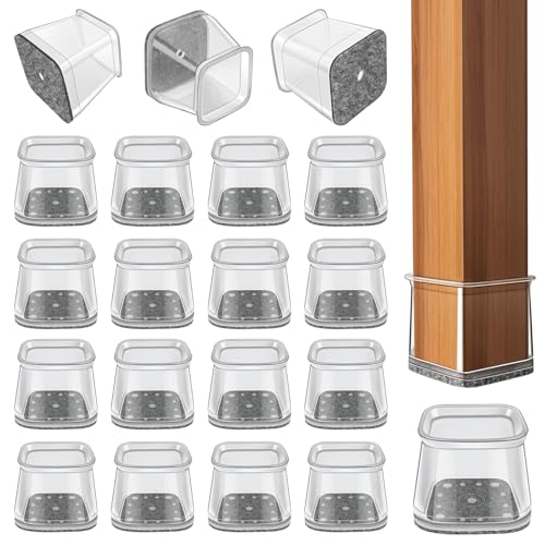 Image of Ansible 24 Pcs Square Chair Leg Floor Protectors | Silicone Felt Furniture Leg Covers for Hardwood Floors, Reduce Noise, Glide Smoothly (Square L Fit:1-1 /16 inch to 1-5 /8 inch（27-40mm)