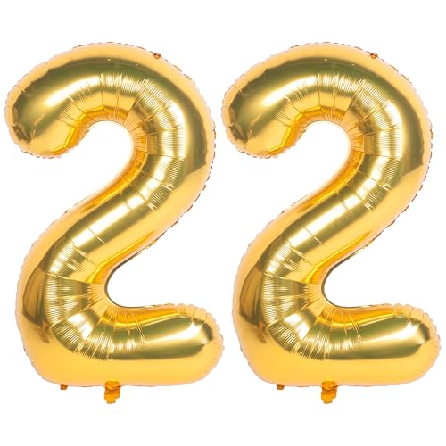 Image of 40 Inch gold Number Balloons 22 Helium Foil Mylar Balloon | Birthday Party banquet Decoration 22