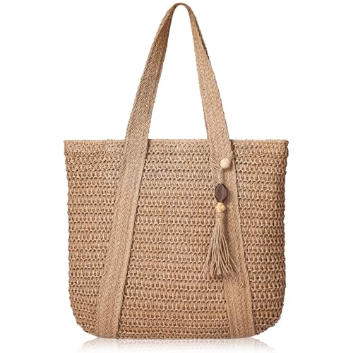 Pleneal Beach Bags for Women - Women Beach Tote Bag, Summer Mesh Hollow Shoulder Tote for Holiday Market