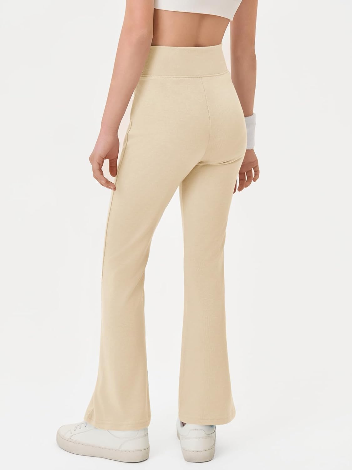 Haloumoning Girls Crossover High Waisted Flare Pants Kids Bootcut Leggings Full Length Bell Bottoms 5-14 Years - Image 3