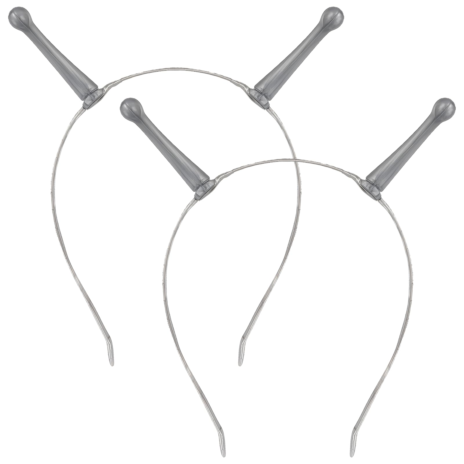 Glitzville 2 Pieces Alien Antenna Headband Silver Martian Antenna Headband Boppers Antenna Headband Hair Hoop Creative Costume Accessory for Halloween Party(Silver)